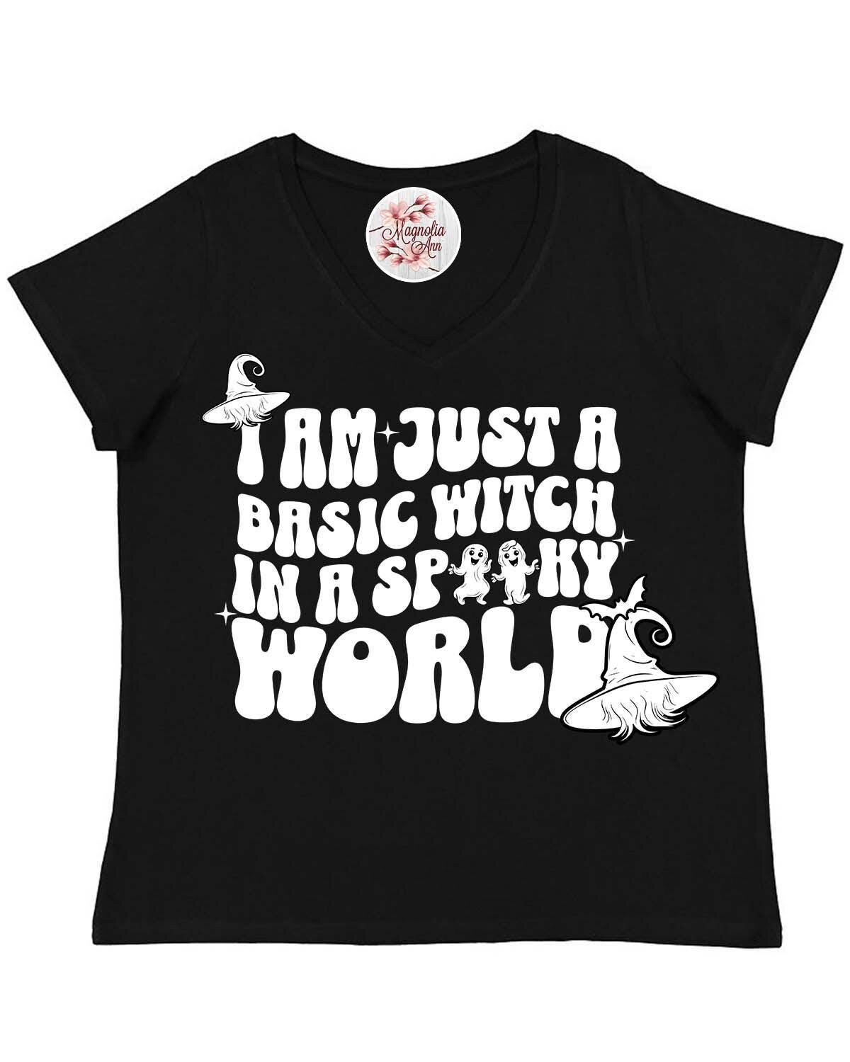 I'm Just A Basic Witch in A Spooky World, Plus Size Halloween Shirt ...