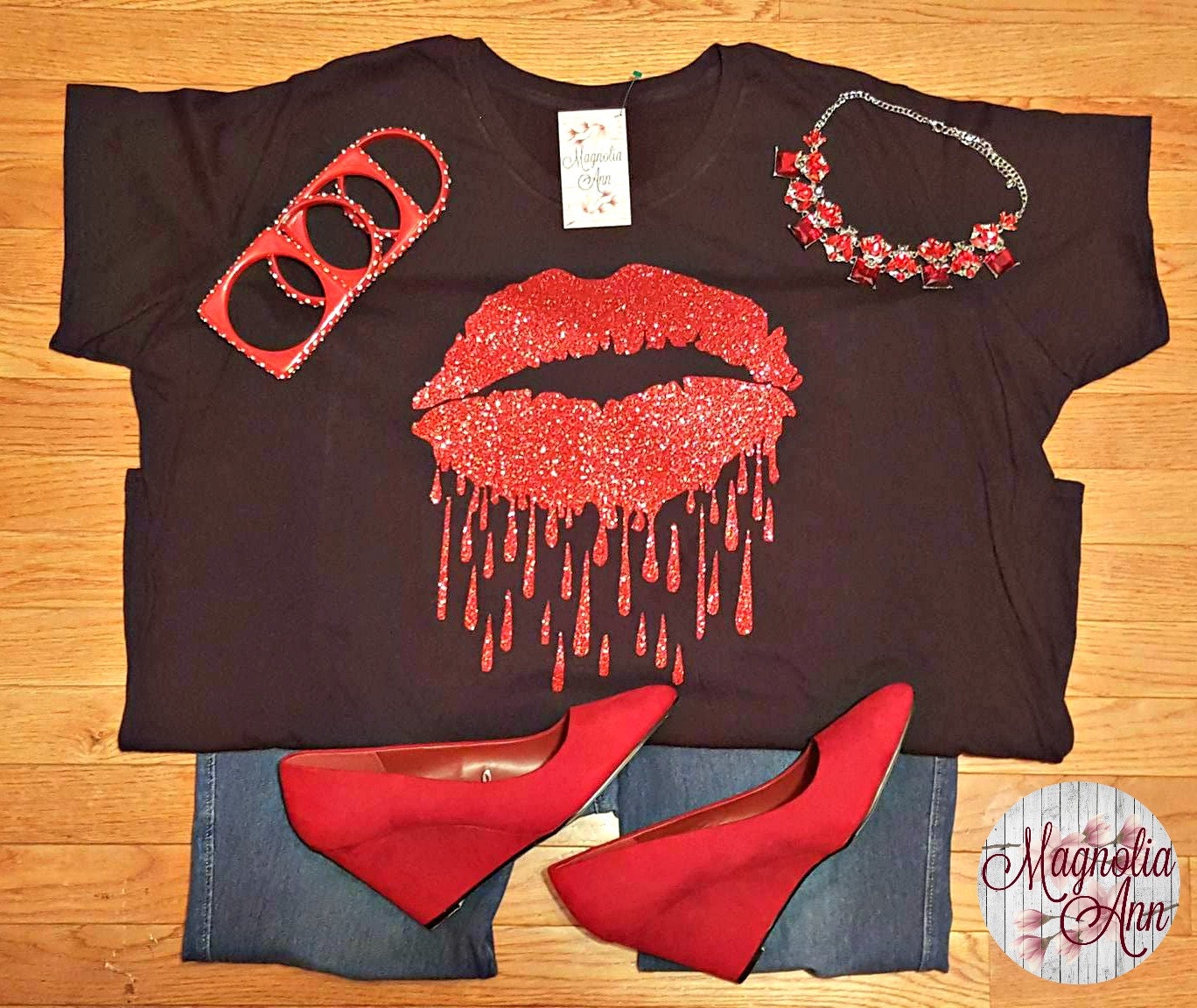 Glitter Dripping Lips Women's Tshirt in 7 Different Etsy