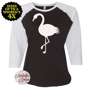 Flamingo Shirt, Women's Baseball Raglan Shirt, Flamingo Top, Plus Size Flamingo, Plus Size Shirt, Plus Size Clothing, Plus Size T Shirt image 3