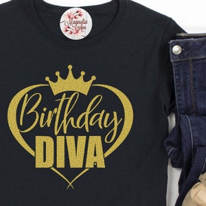 Chemise diva d'anniversaire, chemise d'anniversaire, chemise d'anniversaire de fille, T-shirt d'anniversaire, cadeau d'anniversaire, chemise C'est ma fête d'anniversaire, chemise de fête d'anniversaire