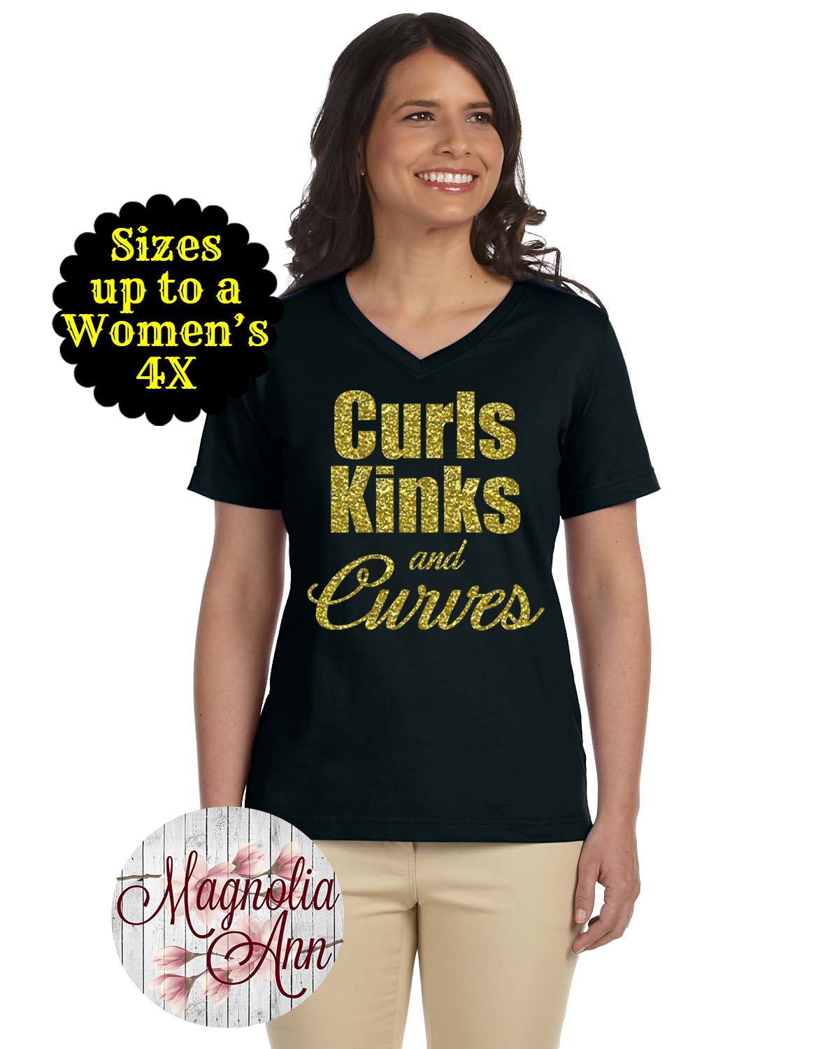 Curls Kinks And Curves Women S V Neck Tee Plus Size Clothing