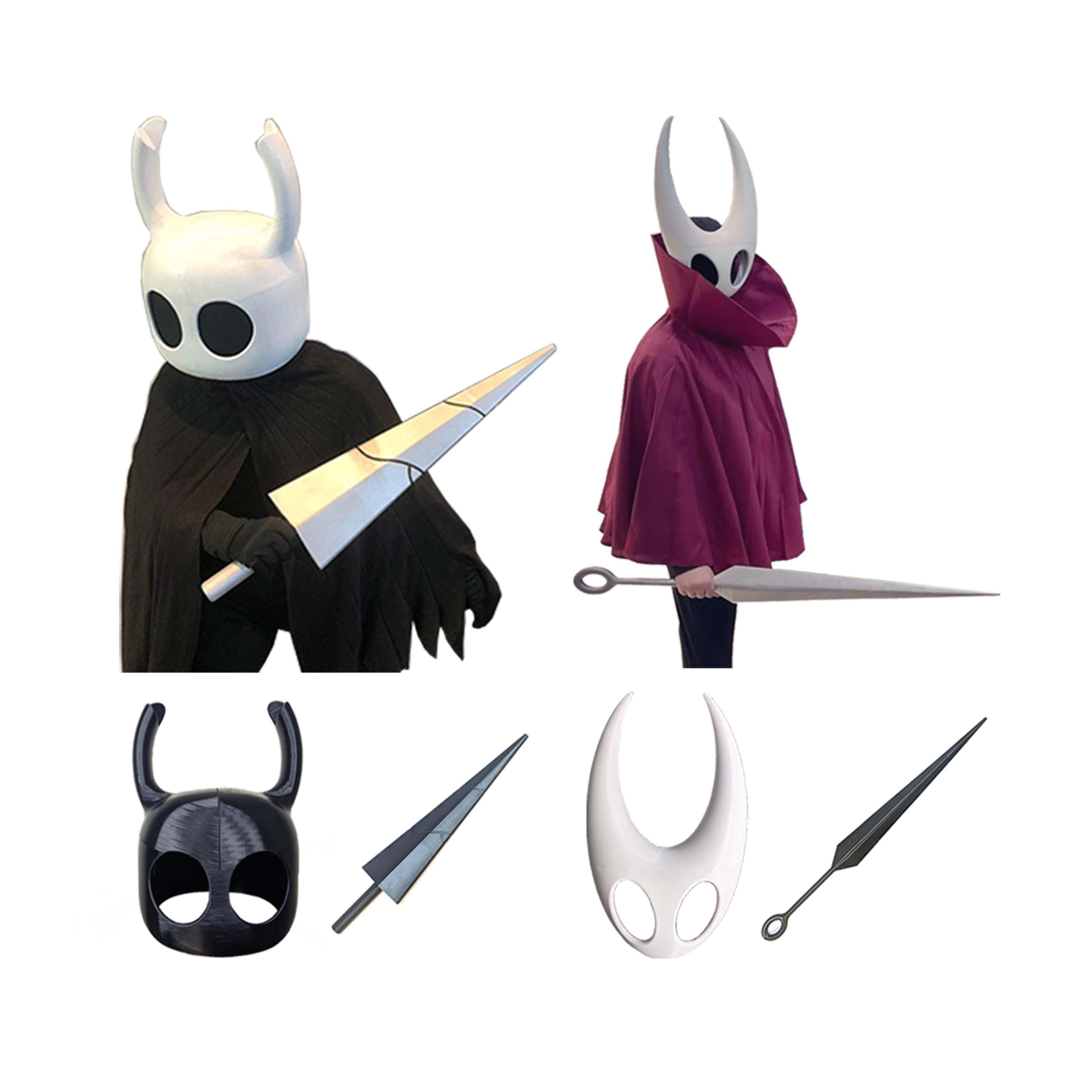 Hollow Knight and Hornet Bundle, Hornet Needle and Mask, Hollow Knight Nail  and Helmet 