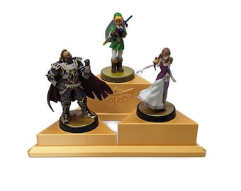 Soporte de exhibición Triforce de 3 niveles compatible con figuras Amiibo, base de figura coleccionable, se adapta a Amiibos LoZ