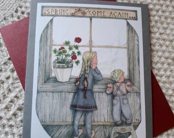 Winter Greeting Card,  Love and Appreciation, Encouragement, Valentines Day, Original Art
