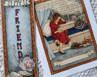 Women's/Girl's book plate and bookmark, Original art and poem, Book accessory, Mother's Day,  book lover's gift