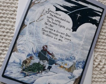 Christmas Star Card, Vintage Style, Nostalgic, Original Art and Poetry