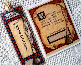 Scriptural Book Plate and Bookmark Set, Original Art, Book Accessories