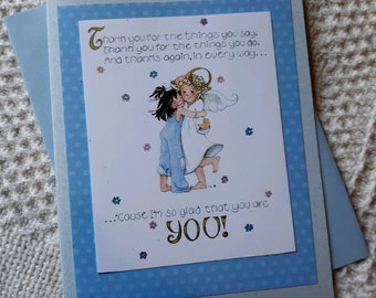 Set of 5 Blank Thank You Cards, Appreciation, Thinking of You,  Friendship,  Original Art