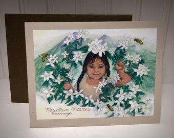 Mountain Flowers Cards Set 1, Blank,  American Indian Uses of Botanicals, Native Children