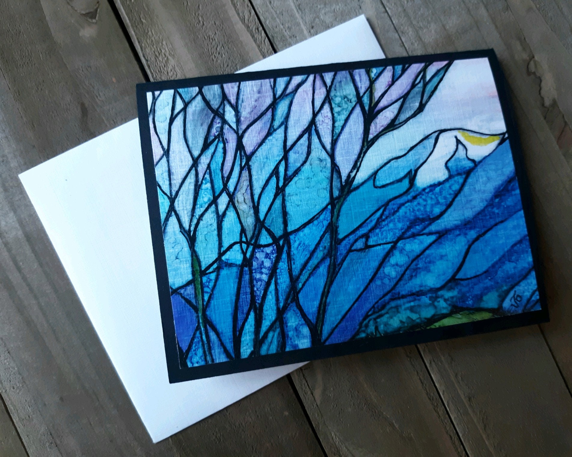Set of Alcohol Ink Cards, Blank Greeting Cards, Impressionistic Art ...
