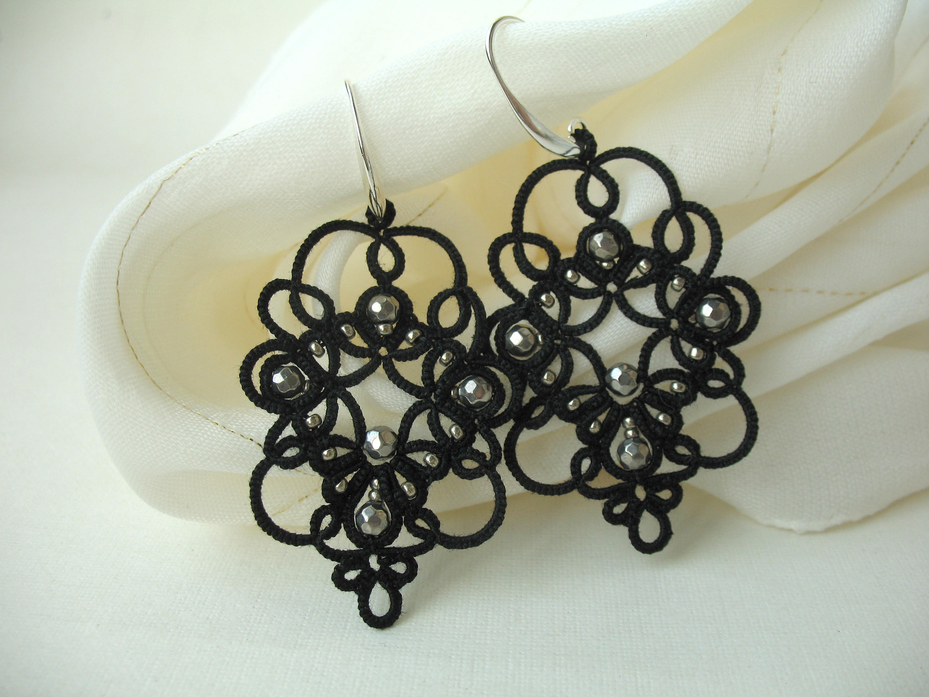 Black Chandelier earrings Bell Lace earrings Stylish jewellery Etsy