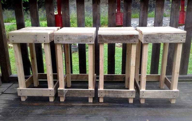 Rustic Wood Stool Backless Bar