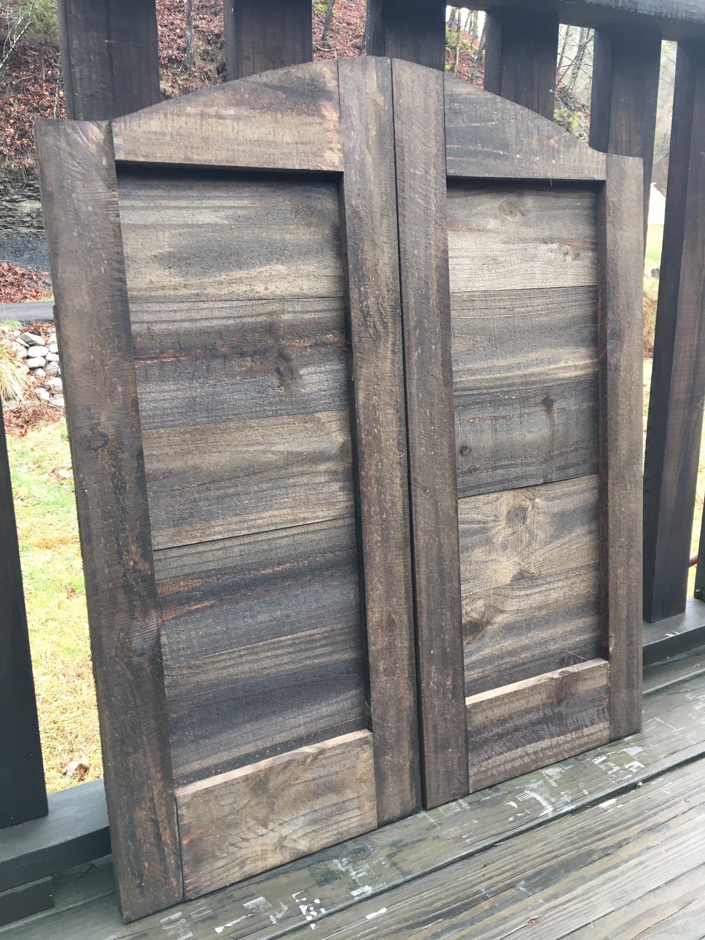 RUSTIC Shudder/arch Style Wooden Swinging Saloon Doors. unstained