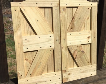 RUSTIC Arch/Victorian Style Wooden Swinging Saloon Doors “unstained”