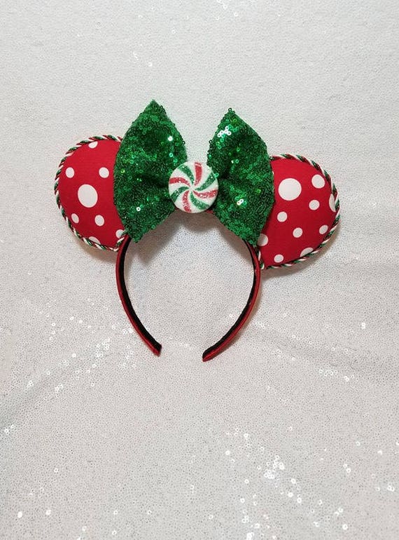 Christmas Minnie Ears Peppermint Mickey Ears Christmas Ears | Etsy