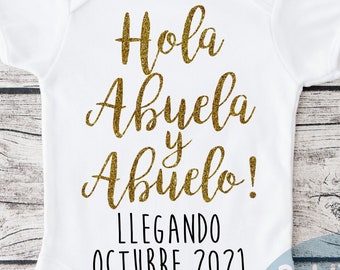 Spanish Grandparent Pregnancy Announcement Onesie® Gift for Abuela y Abuelo Spanish Grandparent Baby Reveal Spanish Baby Announcement Gift