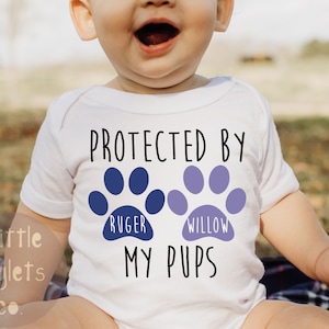 Protected By My Pups Pet Baby Onesie® Dog Baby Shirt Dog Baby Gift Pet Baby Shower Gift Pet Baby Gift Cat Baby Gift Cat Baby Onesie®