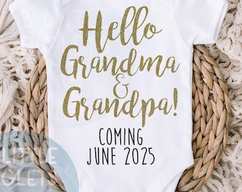 Hello Grandma & Grandpa Grandparents Baby Announcement Onesie® Grandparents Pregnancy Announcement Gift for Grandparents Baby Reveal
