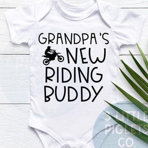 Grandpa New Riding Buddy Onesie® MX Baby Onesie® Dirtbike Grandpa Baby Shower Gift Grandpa Pregnancy Announcement Dirtbike Baby Announcement