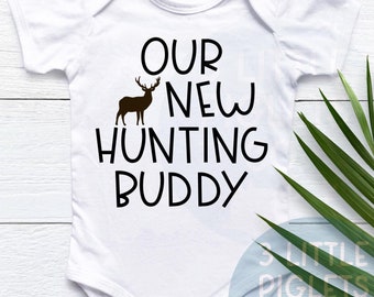 Onze nieuwe jachtmaatje jacht baby onesie® baby jacht rompertje jagen zwangerschap aankondiging baby aankondiging jacht babycadeau