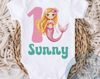 Mermaid Birthday Onesie® Birthday Girl Mermaid Theme Birthday Party Pink Mermaid Birthday Outfit Mermaid 1st Birthday Mermaid First Birthday