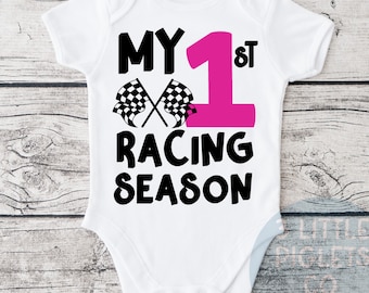 Racing Onesie® Baby Racing Outfit My First Racing Season Racing Baby Girl Racing Outfit Racing Onesie® Girl Race Car Baby Dirtbike Baby