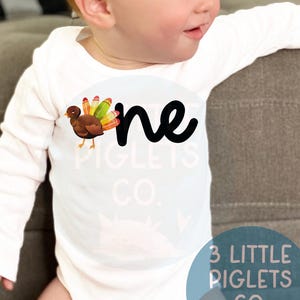 Turkije eerste verjaardag outfit herfst 1e verjaardag shirt EEN Turkije thema verjaardagsfeestje outfit Thanksgiving verjaardag dit kleine kalkoen is één