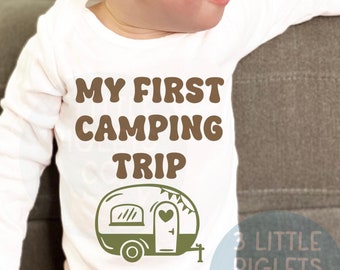 Kampeeronesie® Mijn eerste kampeertrip baby-kampeerkleding Kampeeroutfit voor baby 1e kampeeruitje kampeerbaby-outfit Camper-onesie®