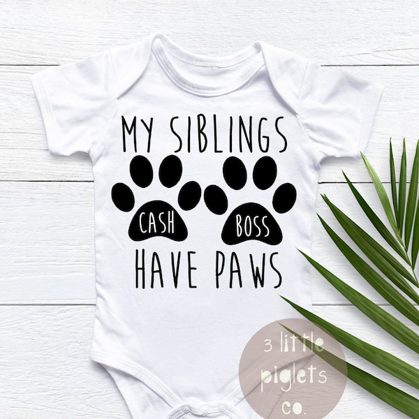 Mijn broers en zussen hebben poten, zwangerschap aankondiging Onesie®, huisdier babyaankondiging, hond baby, hond broer of zus, huisdier broer of zus, kat broer of zus, baby Oufit