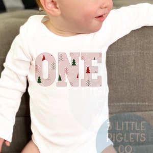 Winter First Birthday ONE Christmas Tree Birthday Onesie® Girl 1st Birthday Snowflake First Birthday Winter Birthday Outfit Winter Girl