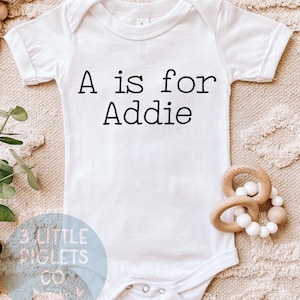 Personalized Baby Onesie® N is for Name Onesie® Baby Name Reveal Onesie® Baby Announcement Baby Hospital Outfit Baby Coming Home Outfit
