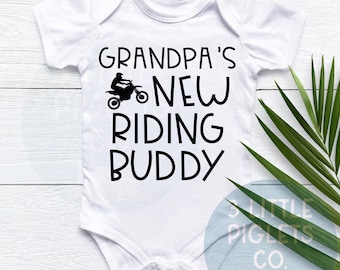 Grandpa New Riding Buddy Onesie® MX Baby Onesie® Dirtbike Grandpa Pregnancy Announcement Motocross Grandpa Baby Outfit Dirtbike Baby Clothes