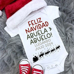 Spanish Christmas Pregnancy Announcement Onesie® Spanish Grandparents Baby Reveal Feliz Navid Abuela y Abuelo Christmas Baby Announcement