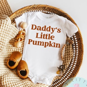 Daddy&#39;s Little Pumpkin, Boho Halloween Onesie®, Cute Daddy&#39;s Pumpkin Baby Onesie®, Baby Announcement Onesie®, Custom Pumpkin Baby Onesie®