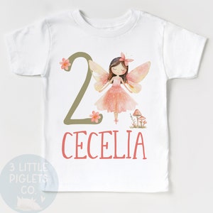 Camiseta personalizada de hada para el segundo cumpleaños de niña, fiesta de cumpleaños de hada, camiseta de cumpleaños de niña, conjunto de cumpleaños de primavera, tema de hadas