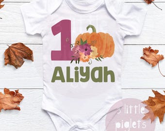 Girl Pumpkin First Birthday Outfit Pink Fall 1st Birthday Onesie® ONE Pumpkin Girl Bday Girl Fall Birthday Shirt This Little Pumpkin is One