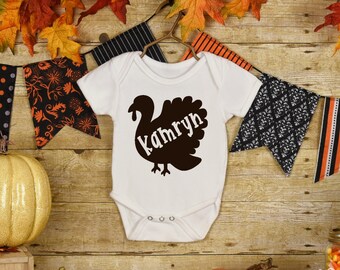 Personalisierter Thanksgiving Onesie®, Turkey Onesie®, First Thankgiving Outfit, First Thankgiving Onesie®, Türkei mit Namen Onesie®