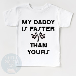 Racing Kinder Shirt Rennen Kinder Tshirt Kleinkind Racing T-Shirt Lustiges Racing Shirt für Kinder Racing Dad Shirt Mein Papa ist schneller Racing Saison Shirt