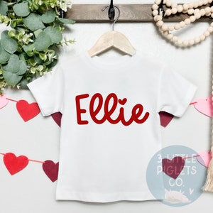 Maglietta personalizzata per San Valentino per bambine Maglietta per San Valentino per bambine Maglietta carina per San Valentino per ragazze Maglietta con nome Maglietta con nome per San Valentino per ragazze