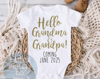 Hello Grandma & Grandpa Grandparents Baby Announcement Onesie® Grandparents Pregnancy Announcement Gift for Grandparents Baby Reveal