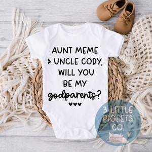 Will You Be My Godparents Personalized Onesie®, Baby Announcement Onesie®, Pregnancy Announcement Onesie®, Cute Godparent Proposal Shirt
