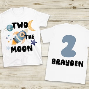 Weltraum Geburtstag Shirt Junge 2. Geburtstag zwei der Mond Geburtstag Tshirt Weltraum Geburtstag Junge Geburtstag Shirt Mond Zweiter Geburtstag Astronaut