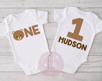 Teddy Bear First Birthday Baby Bodysuit, Teddy Bear Birthday Outfit, 1st Birthday, ONE, Birthday Theme, First Birthday Ideas, Bear Theme