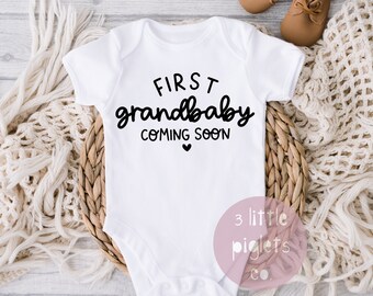 First Grandbaby Coming Soon, Pregnancy Announcement Onesie® for Grandparents, Grandparents Pregnancy Announcement, Baby Announcement Onesie®