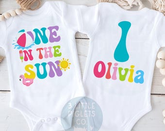 Summer Pool Party First Birthday ONE in the Sun Summer First Birthday Girl Sun Birthday Theme Pool Party Theme Girl 1st Birthday Shirt