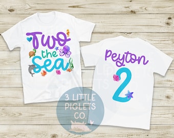 Zwei das Meer 2.Geburtstag Shirt Ozean Themen Geburtstag Tshirt ZWEI Meeresbewohner Zweiter Geburtstag Mädchen 2.Geburtstag 2 Jahre altes Geburtstags-Outfit