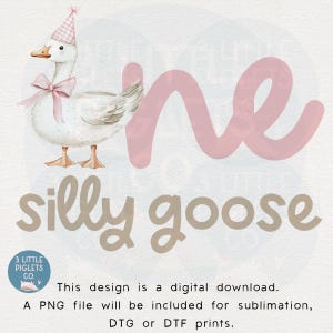 One Silly Goose 1st Birthday PNG File Sublimation Girl Birthday Shirt Design Goose Themed Birthday PNG File First Birthday Digital Download