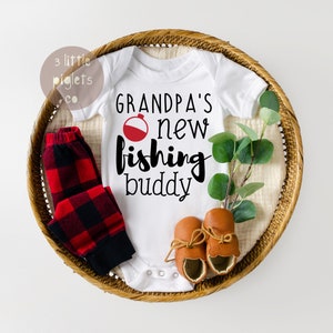 Grandpa's New Fishing Buddy Onesie®, Grandpa's Fishing Bud, Father's Day Onesie® New Baby Gift, Grandpa Fishing Onesie®, Fishing Onesie®