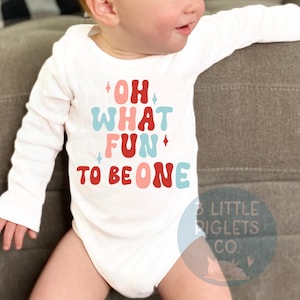 Oh What Fun To Be ONE Christmas First Birthday Christmas Birthday Onesie® First Birthday Girl 1st Birthday Onesie® Winter Birthday Outfit