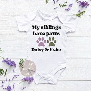 My Siblings Have Paws, Pregnancy Announcement Onesie®, Pet Pregnancy Announcement, Dog Onesie®, Sibling Onesie®, Cute Baby Shower Gift